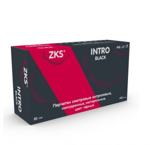 Перчатки ZKS нитриловые Intro black черные размер S 100шт